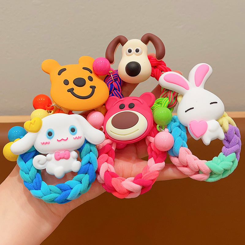 Children's cute cartoon dog headband new little girl woven hair rope headdress girl's large durable rubber band