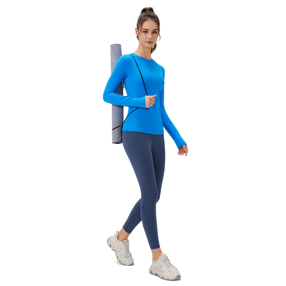 Autumn and Winter Yoga workout clothes women's tight slimming sports long sleeve nude high elastic running yoga long sleeve T-shirt 32543