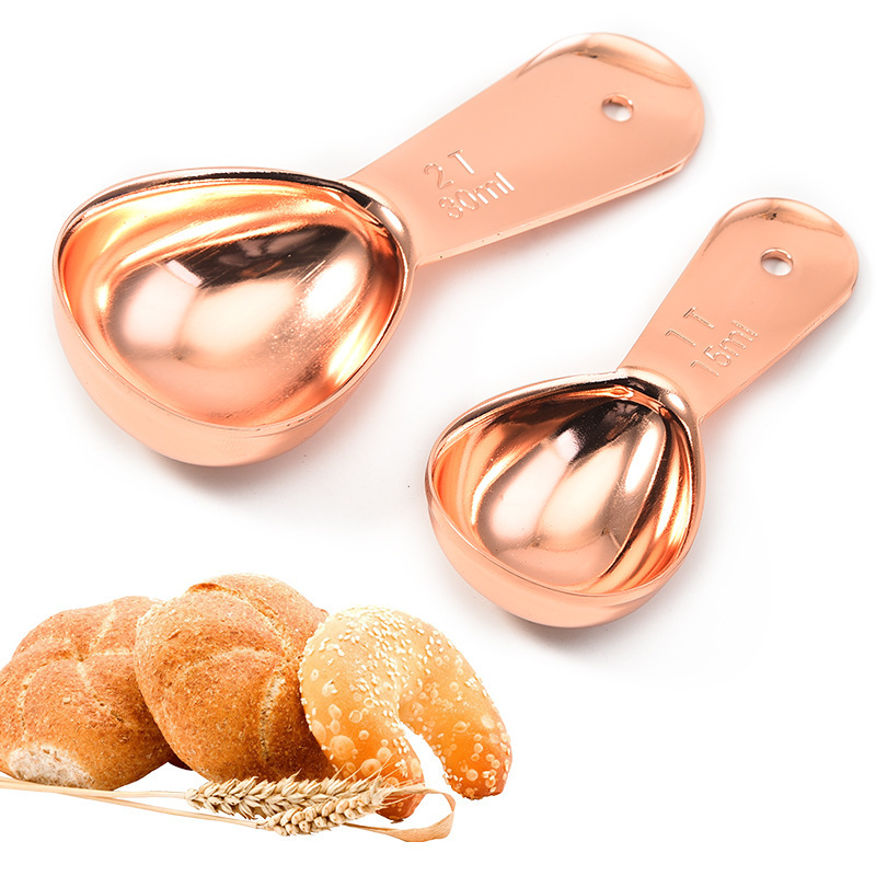 Factory wholesale rose gold coffee spoon 304 stainless steel spoon with scale measuring spoon milk powder spoon seasoning spoon measuring spoon