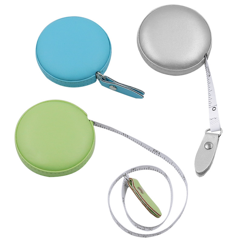 Macaron Color Mini Маленькая рулетка Кожаная круглая рулетка Портативная трехкомпонентная Талия Бюст Мягкая линейка Одежда Рулетка