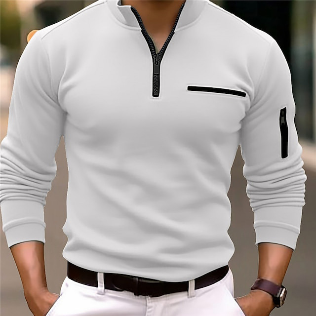 2024 cross-border Spring and Autumn quick sale Amazon shirt arm zipper men's sports polo shirt