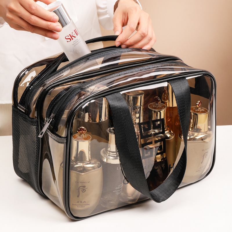 PVC wet and dry separation wash bag portable visible transparent cosmetic bag wash cosmetics storage bag in stock
