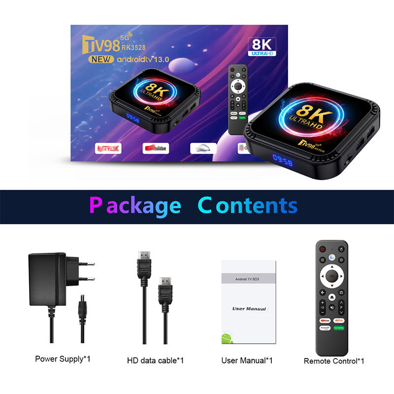 TV98 RK3528 Set Top Box 8k 4K HD 5g Dual WIFI6 Android 13 Bluetooth TV Box TV box
