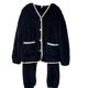 in stock 2024 New Spring and Autumn Coral Fleece Pajamas suit 3D Jacquard Flannel Long Sleeve Cardigan Home Clothes