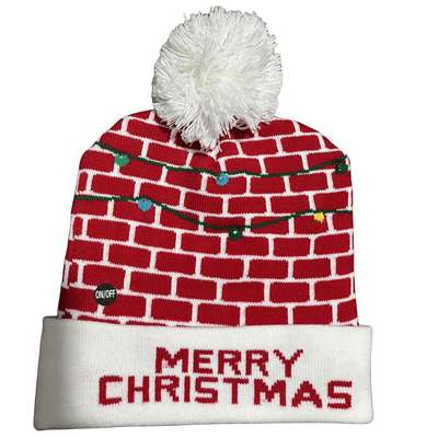 Cross-border Amazon AliExpress autumn and winter knitted holiday party adult children with Lights Christmas LED light cap