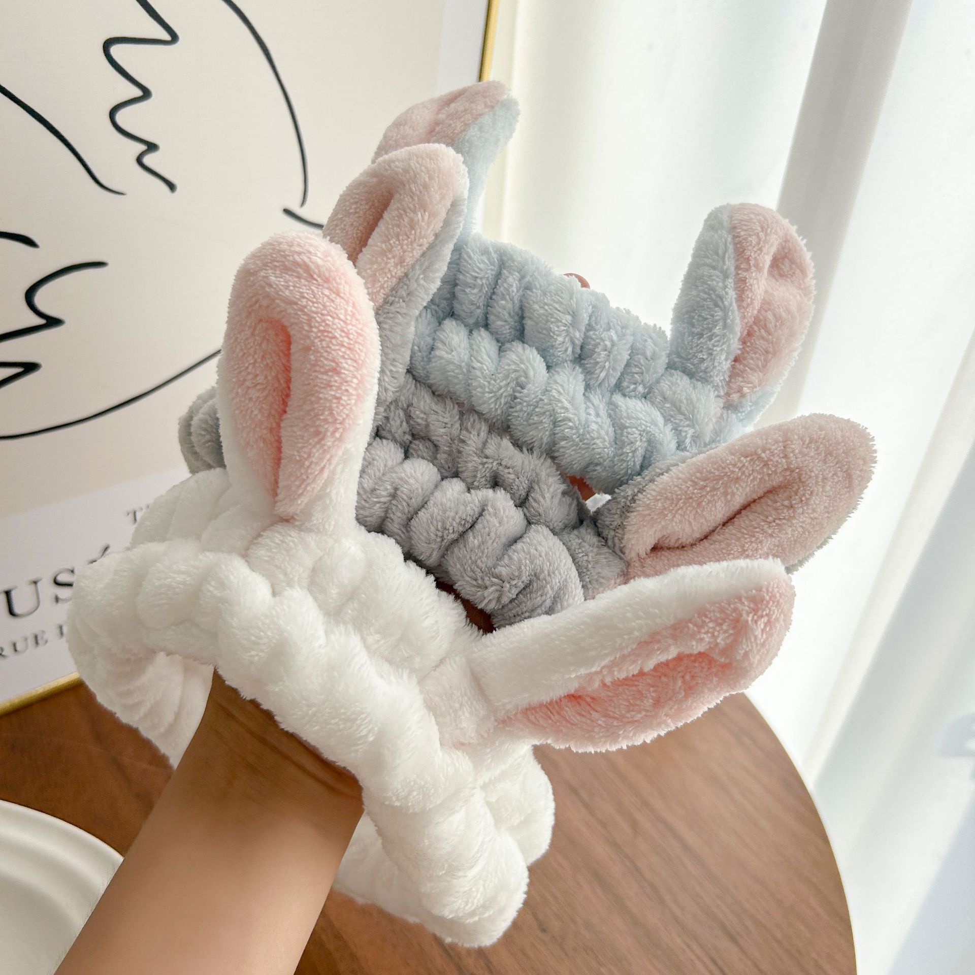 Cute Plush Face Wash Rabbit Ear Hair Band Flannel Non-slip Hair Band Women's Hair Accessories Strap Headband Accessories Wholesale