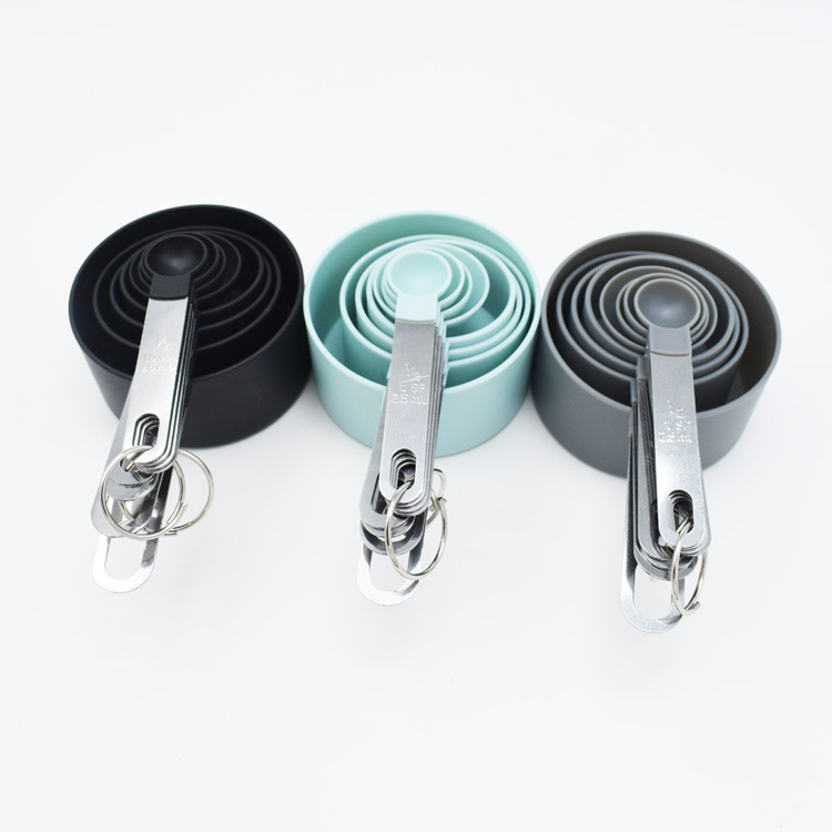 Plastic measuring cup stainless steel handle 8 piece set plastic measuring cup measuring spoon with scale measuring spoon set baking measuring cup