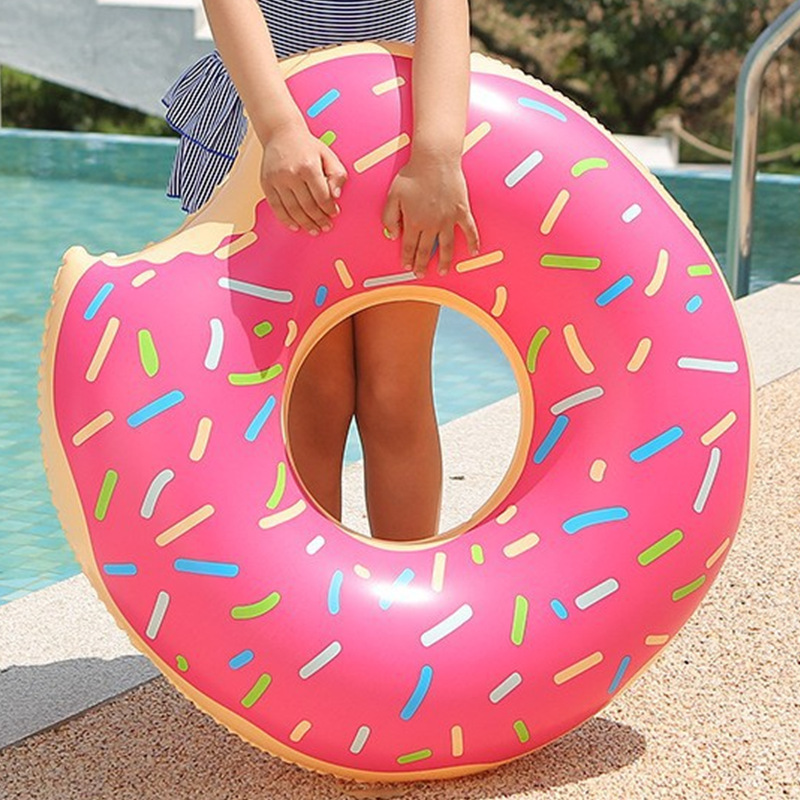 Cross-border new European and American children thickened pvc donut swimming ring large inflatable Brown donut wholesale