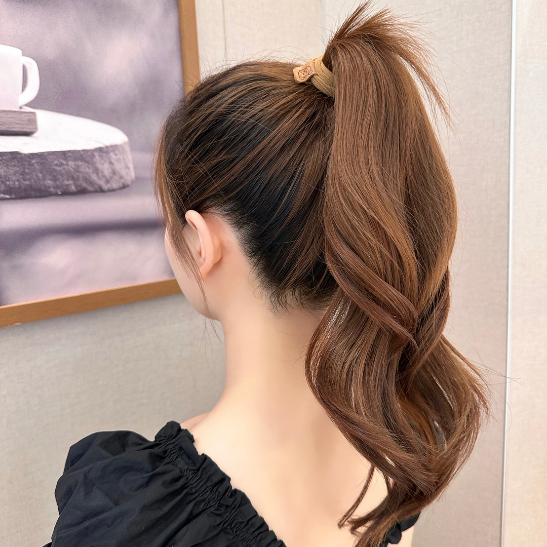 Fashion Korean Style Cute Little Bear Elevation Stretch Children's Hair Without Injury Head Rope Ponytail Traceless Advanced Sense Hair Ring