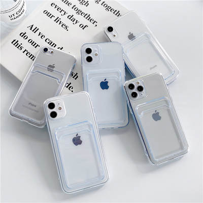 Applicable to iphone 13 pro max card-inserting TPU mobile phone case high-permeability card holder integrated TPU soft case