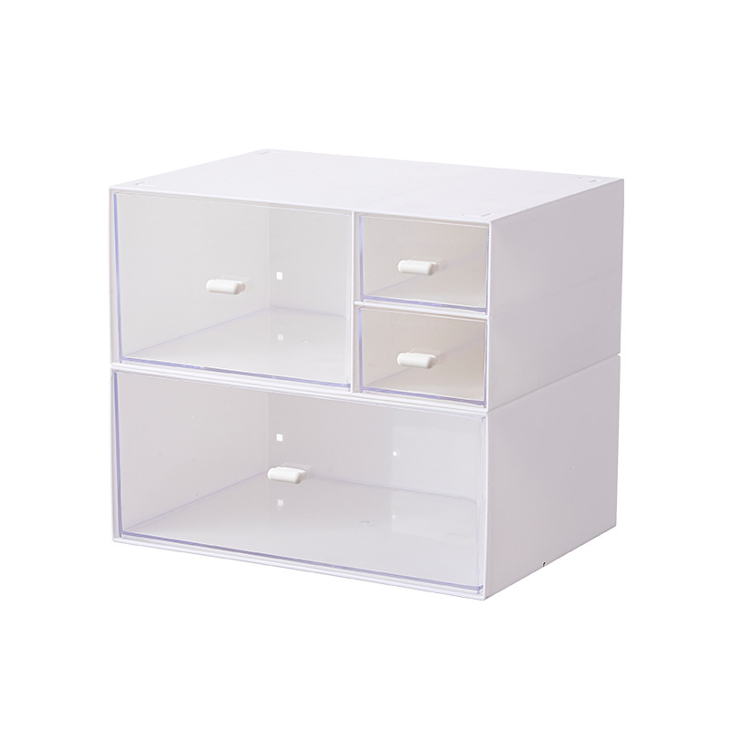 Drawer transparent white desktop stationery large storage box student Plastic Cosmetics Lipstick storage box wholesale
