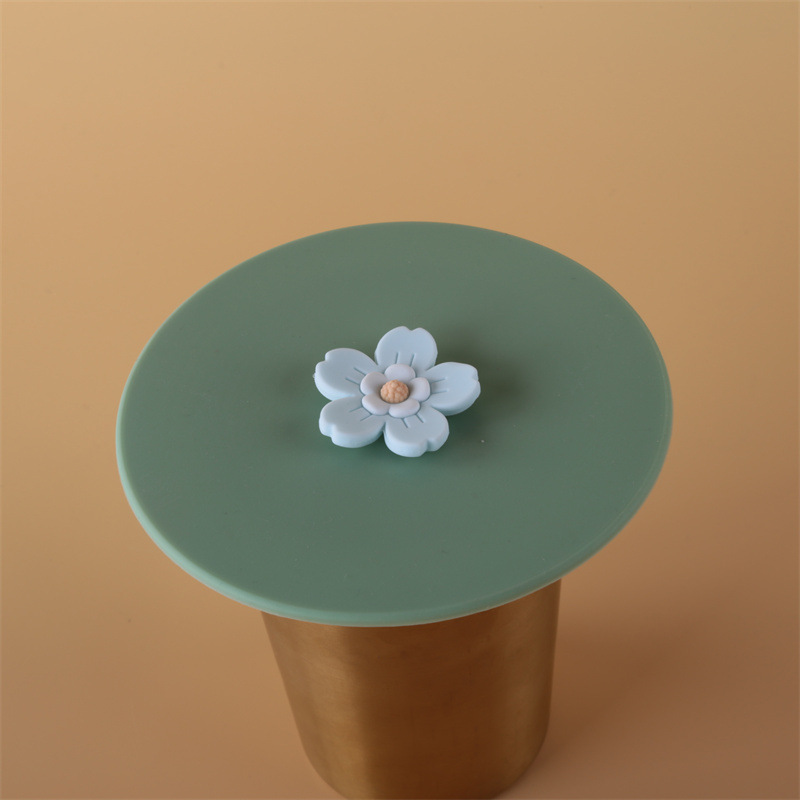 Frosted Cup Lid Silicone Water Cup Lid Accessories Round Cartoon Glass Ceramic Dust-proof Home Use