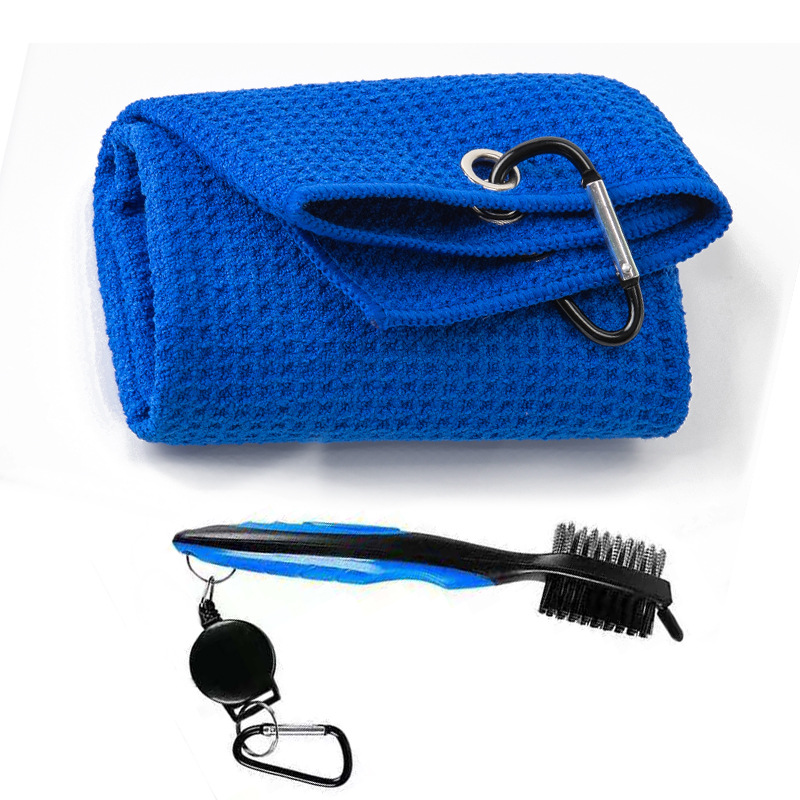 Microfiber golf towel brush two-piece pineapple waffle golf towel
