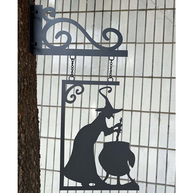 Leaky Cauldron cross-border hot Halloween witch metal iron crafts courtyard pendant ornaments