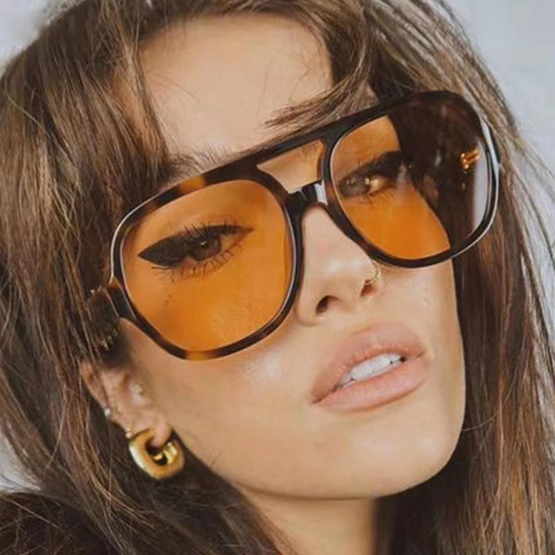 Retro Sunglasses TV Series Same Style Double Beam Sunglasses Korean Style Retro Large Frame Aviator Glasses Chaohai Film