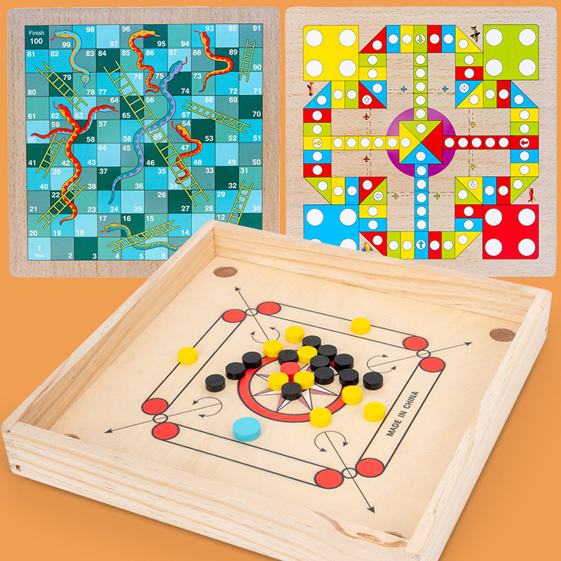 Children's wooden flying chess Snake Chess checkers multi-functional one-in-one desktop student adult educational game chess