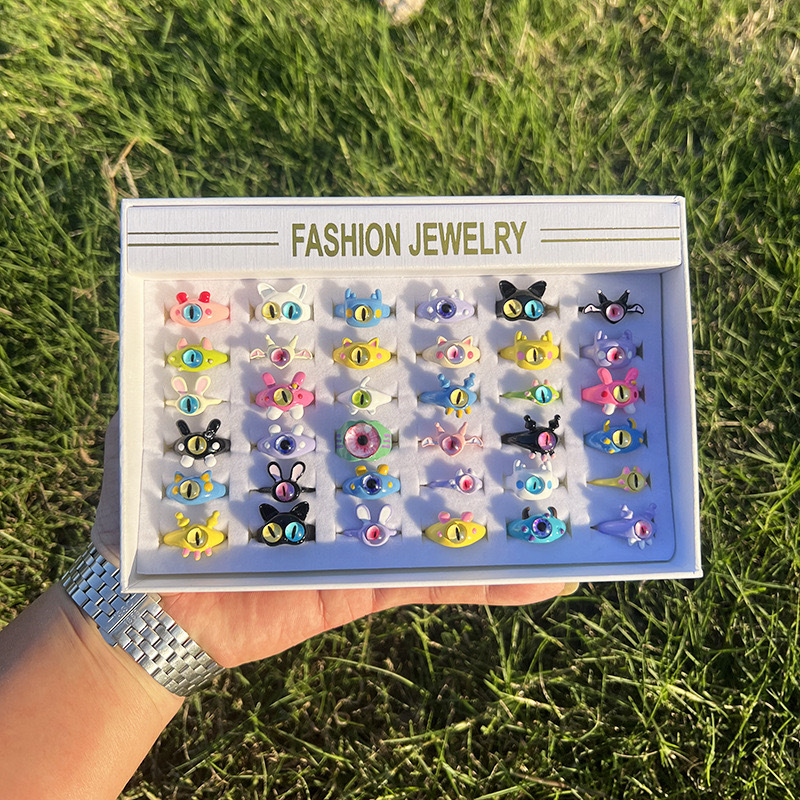 Anello carino con mostro di gatto carino, moda femminile, anello aperto regolabile per dita, anello di personalità per fidanzate di celebrità di Internet_voghion.com