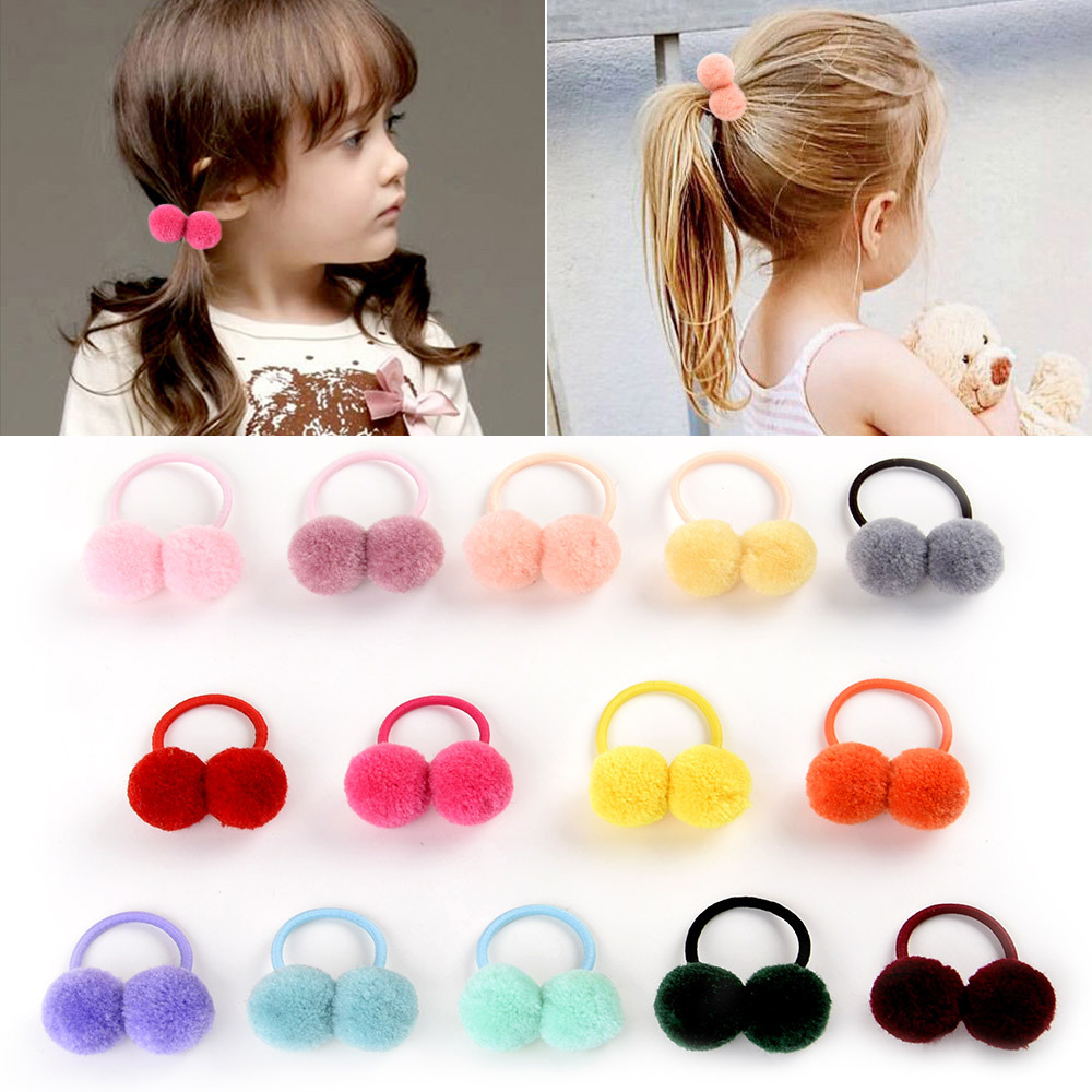 European and American cute children's hair ball hair rope all-match fresh hair band rubber band headdress flower cross-border factory in stock 979