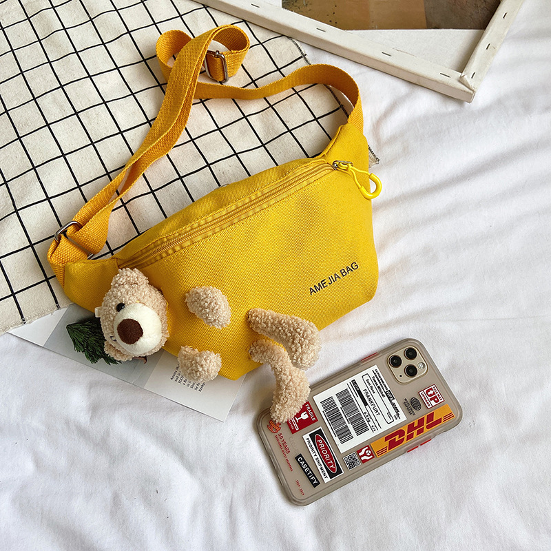 Children's Bag Cute Waist Bag Crossbody Bag Fashion All-match Boys' and Girls' Chest Bag Canvas Little Girl Princess Travel Bag