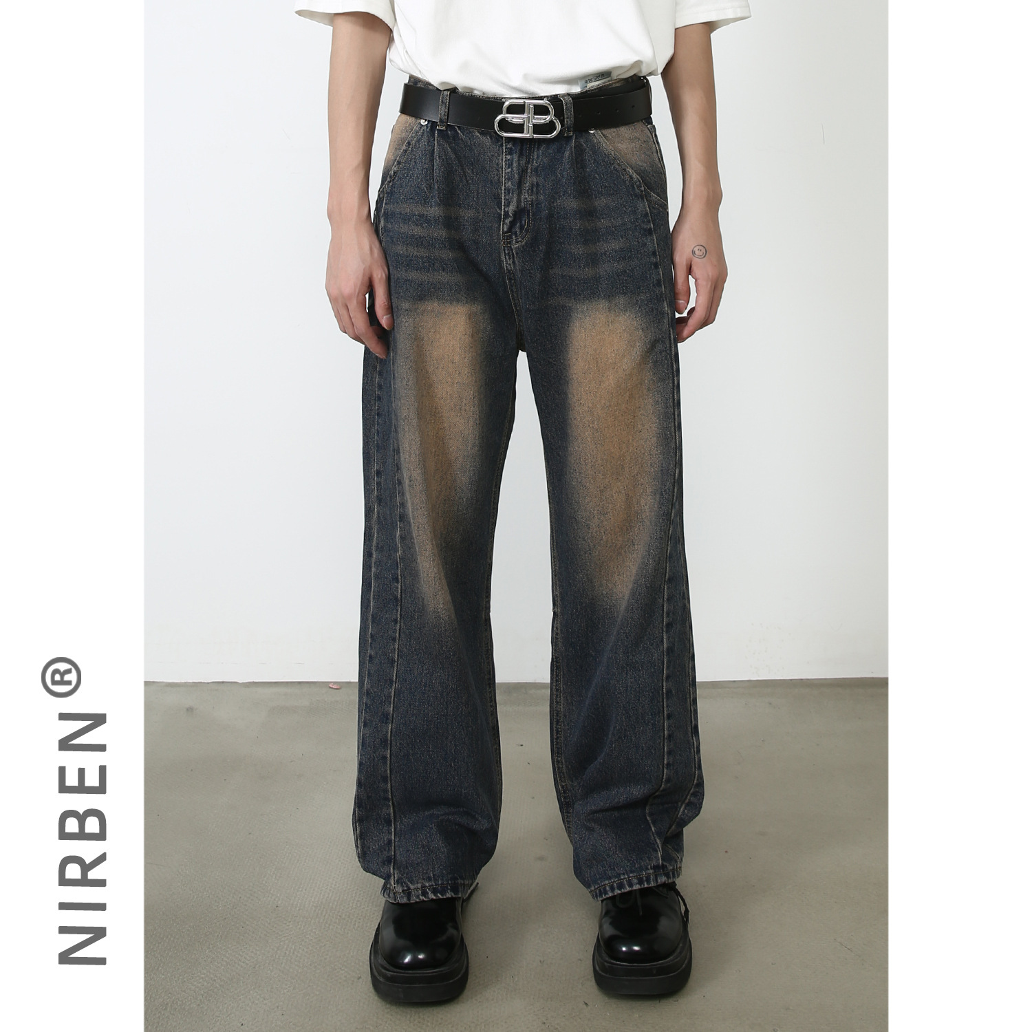 nirben Denim | American retro straight jeans men's fashion brand high-end loose wide-leg pants mop long pants