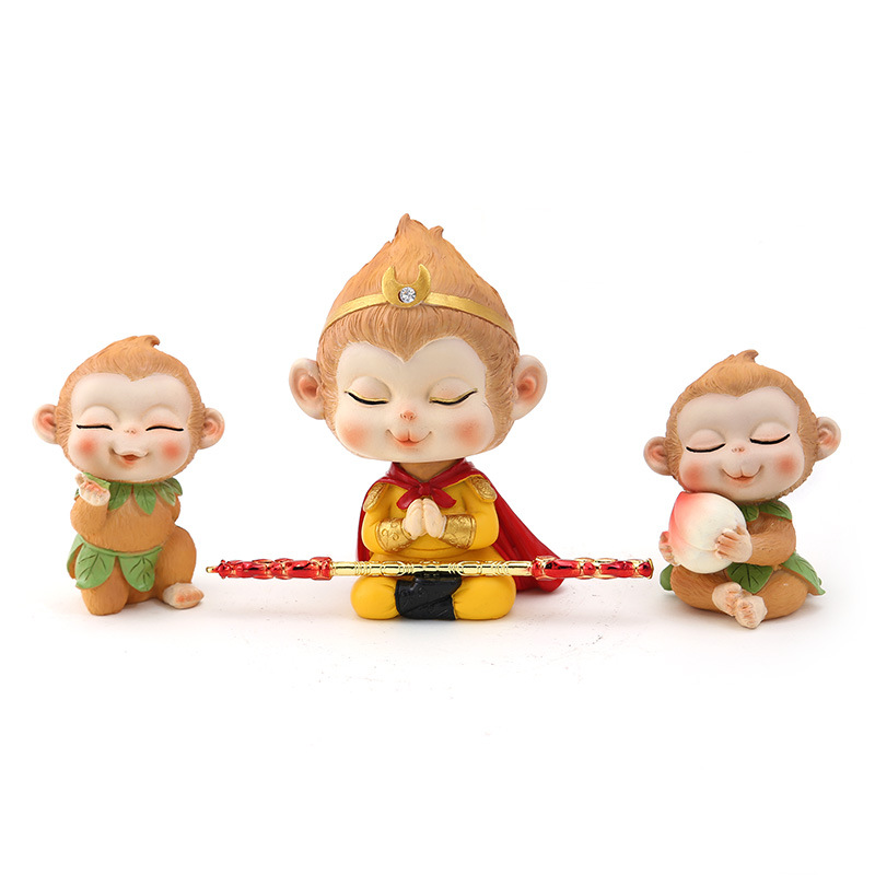 Monkey King Cartoon Car Ornaments New Car Doll Gold Hoop Monkey Resin Ornaments