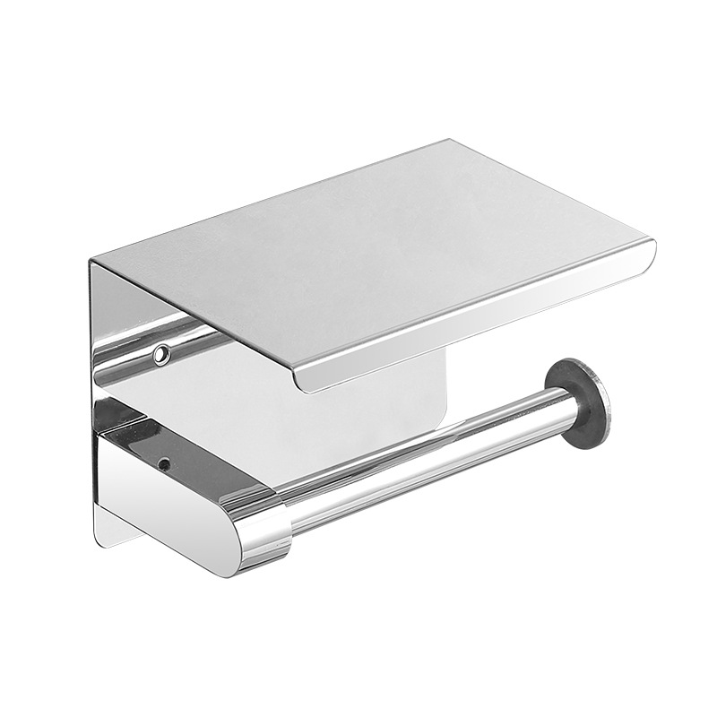 Hotel gun gray toilet paper holder 304 stainless steel punch-free roll paper holder black lazy tissue holder factory direct sales