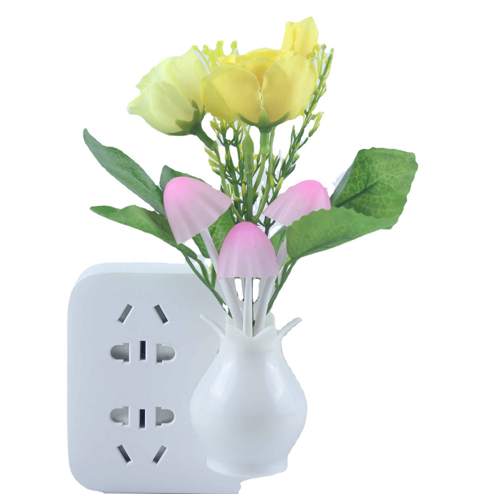 Cross-Border dedicated 4LED lights plus bright version of light control induction intelligent colorful luminous base rose mushroom lamp stall