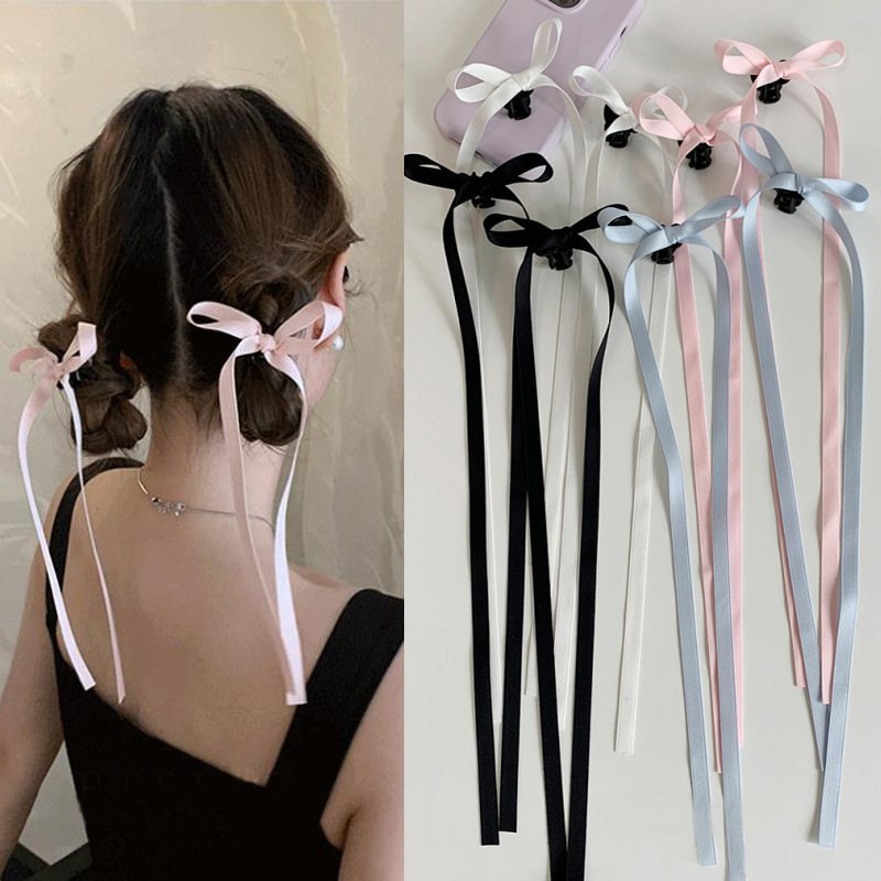 36cm Ribbon Long Polyester Cotton Bow Grab Ballet Style Fairy Sweet Hairpin Y2K Princess Cute Headwear