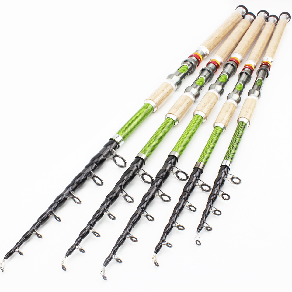 Cross-border a generation of long-cast telescopic Road Asian Rod long wooden handle sea rod rock fishing rod carbon carp perch Rod MH adjustment
