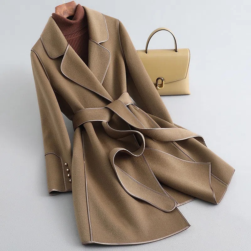 Korean style woolen coat for women 2023 autumn and winter New Western style age-reducing mid-length double-sided wool coat for women fashion_voghion.com