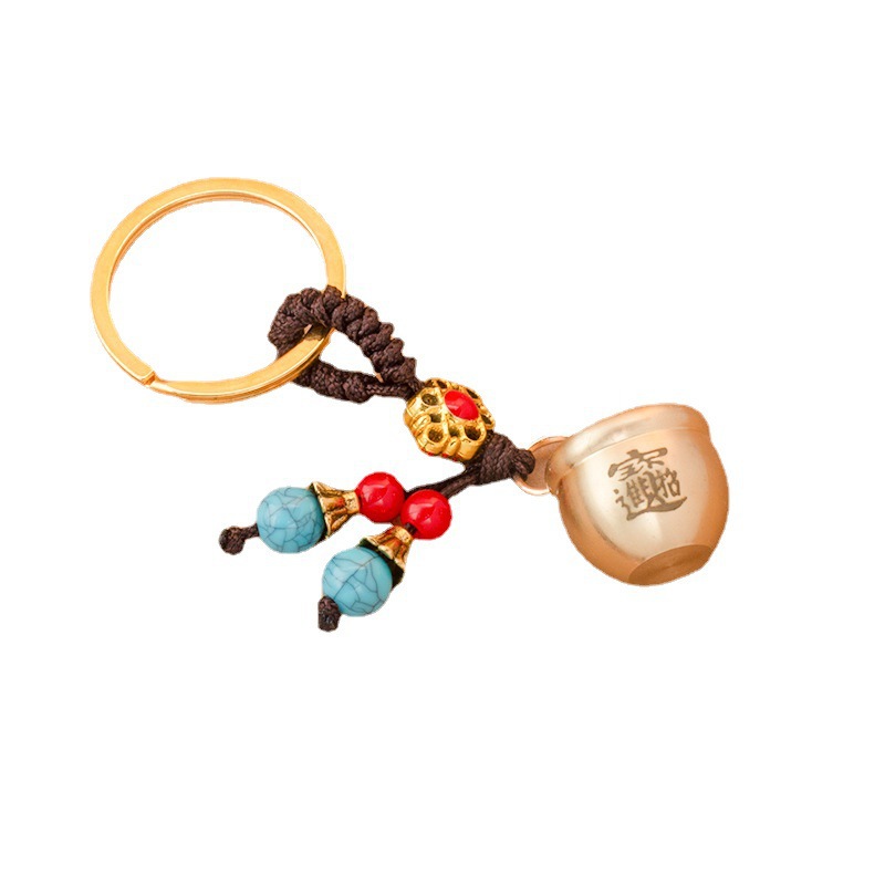 All Brass Mini Baifu Cylinder Bag Keychain Pendant Baifu Cylinder Lucky Treasure Keychain Stall Heat Dissipation