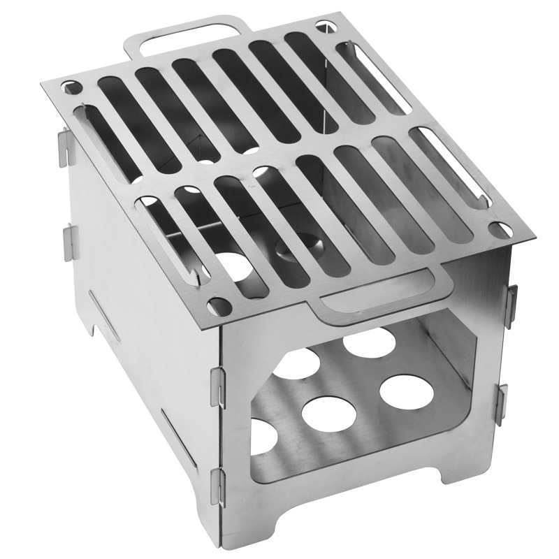 Amazon Outdoor Camping Windproof Portable Barbecue Grill Charcoal Grill Stainless Steel Firewood Heating Stove
