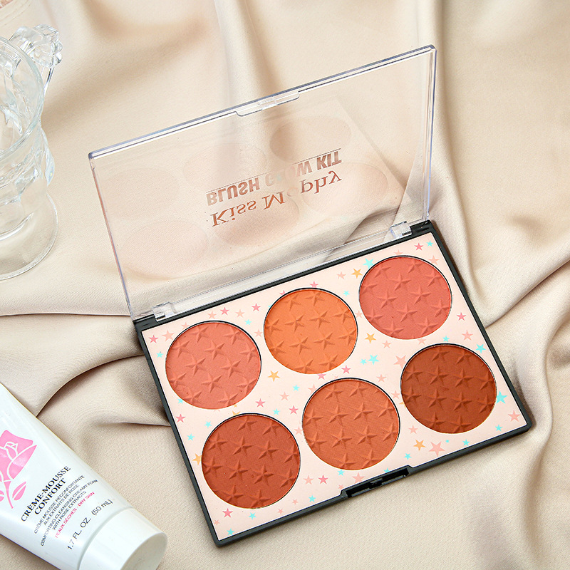 Six-color blush plate Matte Pearlescent natural sun red women's high-gloss repair one factory spot direct supply