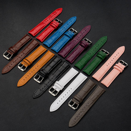 High-quality leather watch strap calf leather watch strap bamboo pattern color strap pin buckle watch strap watch accessories