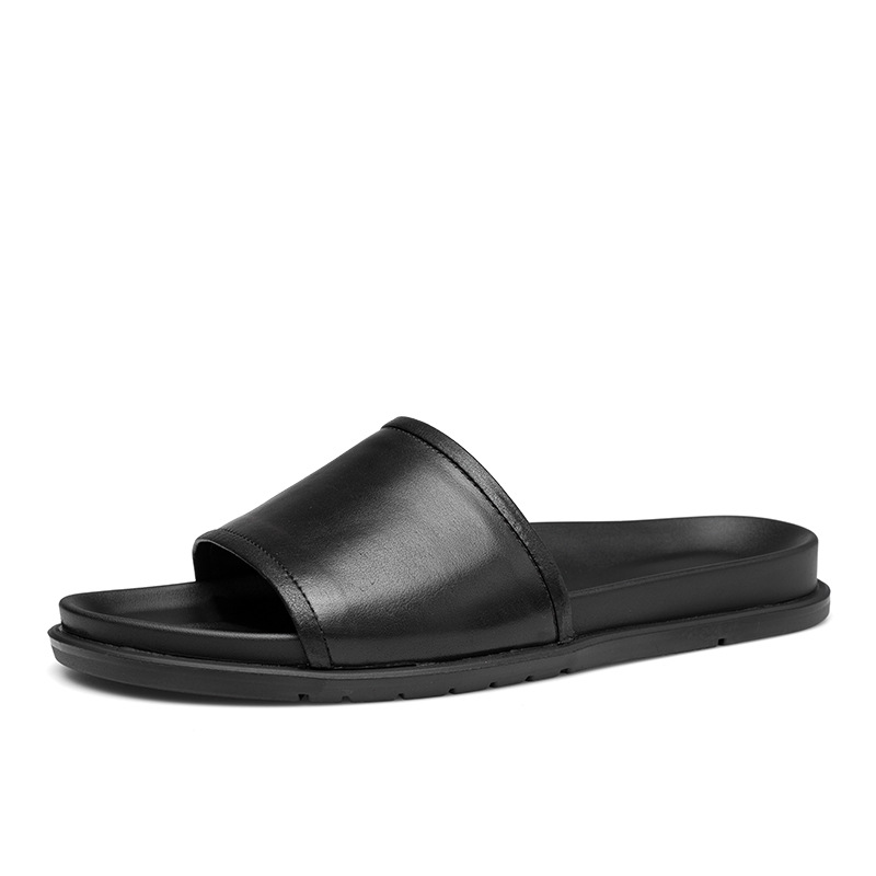 Genuine Leather Slip Flops 2023 New Men's Summer Outer Wear Slippers Outdoor Non-Slip Korean Style Distinctive Outer Beach Shoes