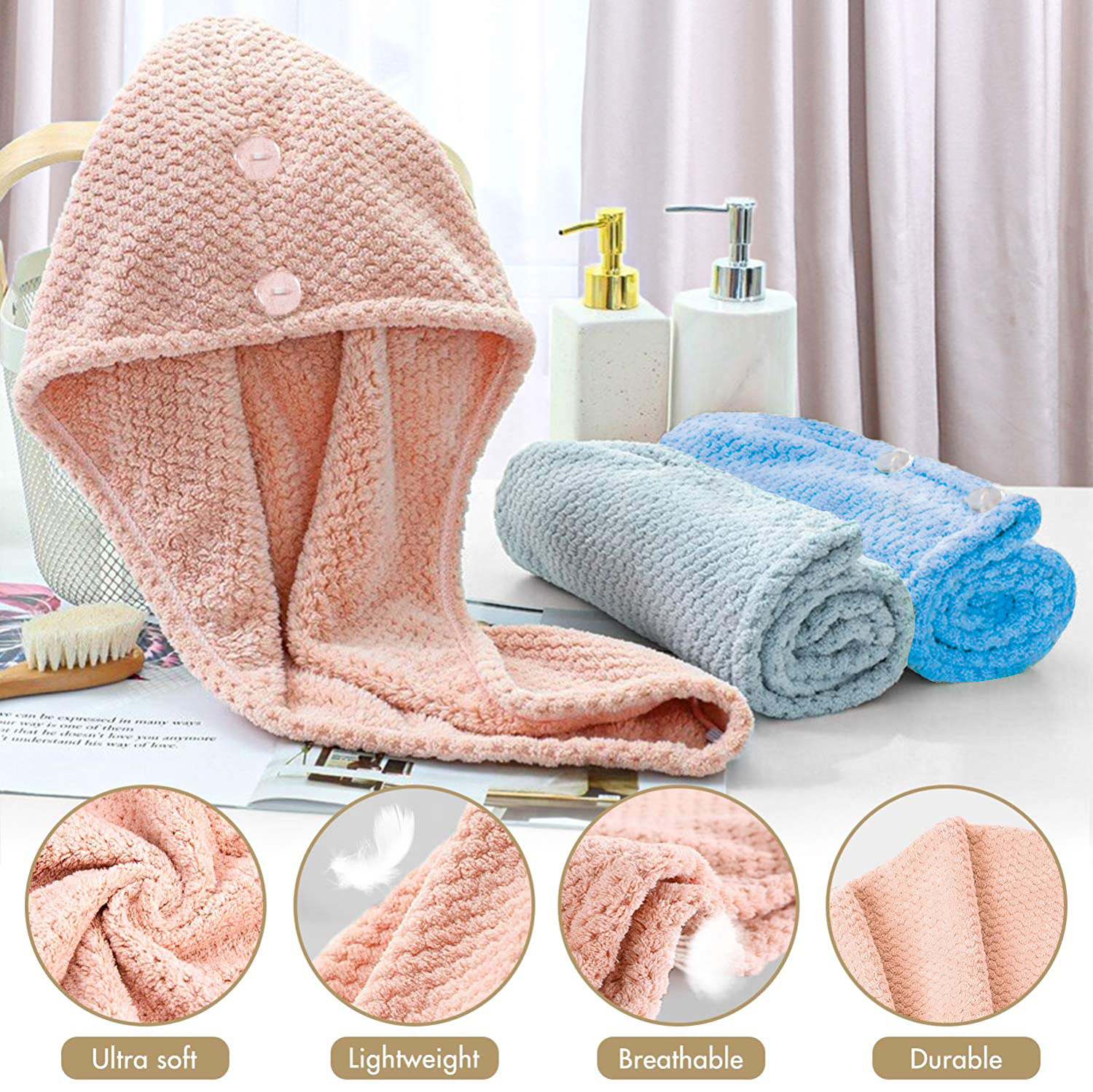 Senqi Foreign Trade Amazon Pineapple Coral Fleece Thickened Shower Cap Women's Hair Wrapping Hood Water Absorbent Dry Hair Cap