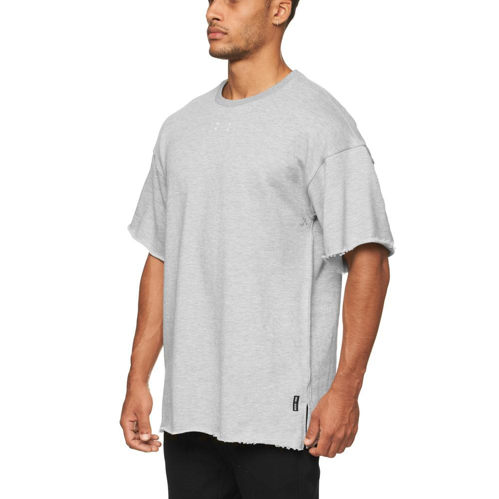 Muscle Fitness Spring and Autumn Men's New Sports Leisure Running Thick Short-sleeved Split Sweatshirt Loose Strip Outer Wear Top