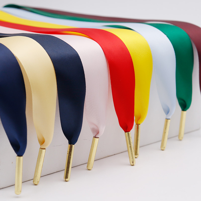 Kulokin Color Silk Shoes Bandwidth 2.2cm McQueen Shoes White Shoes Korean Satin Joker Shoelaces Wholesale
