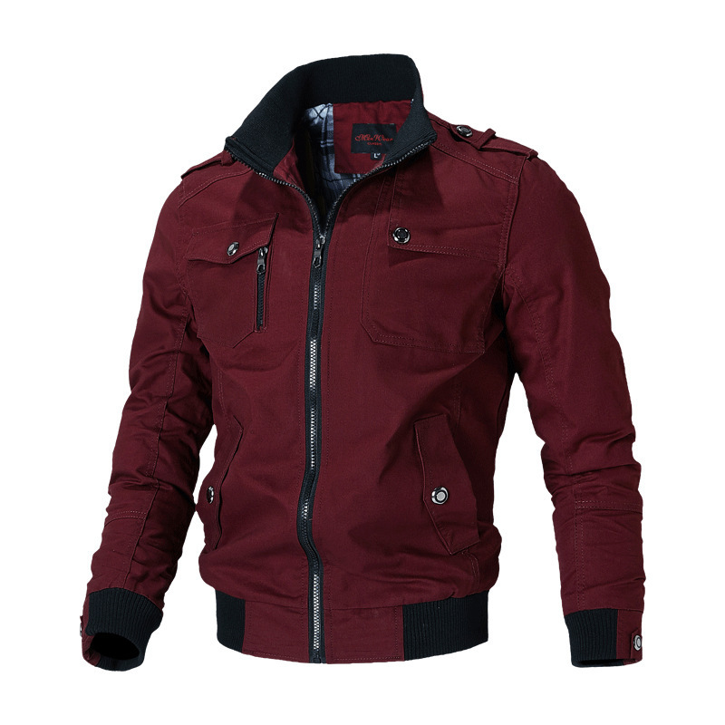 2021 New Style Jacket Men's Coat Korean Style Casual Men's Youth with Vertical Collar Spring and Autumn Cotton Jacket Trendy Jacket