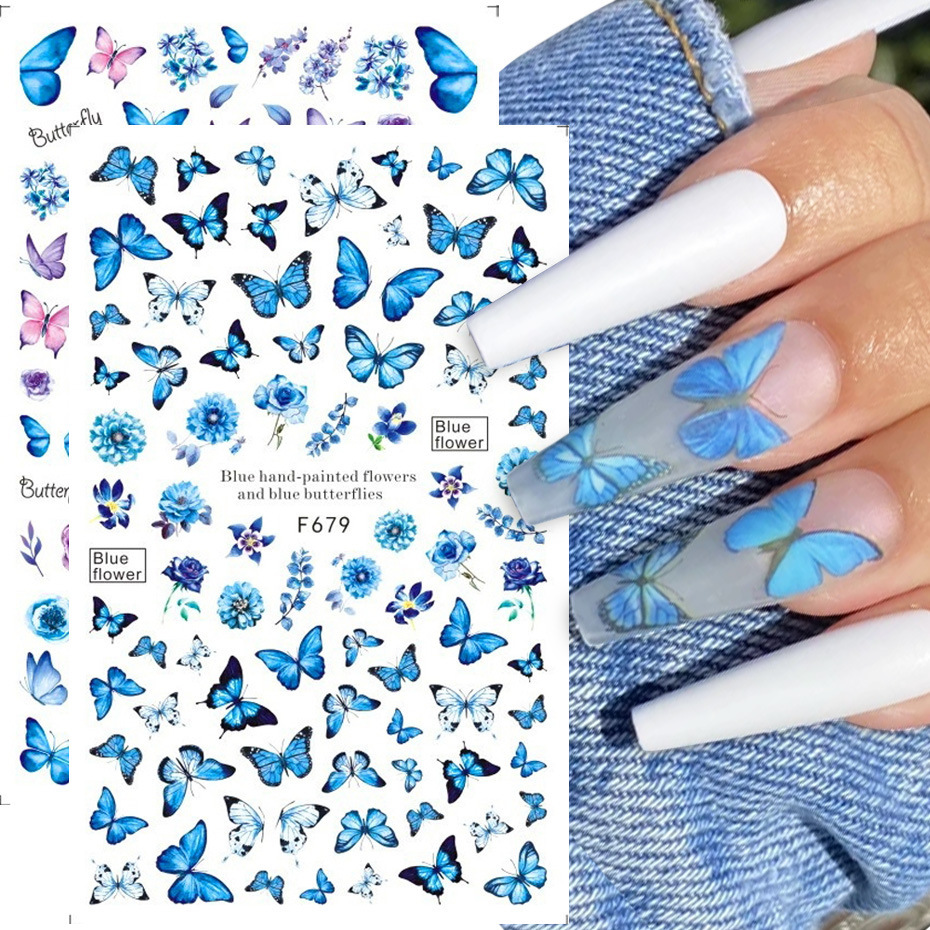 New F Leopard Color Butterfly Series Nail Stickers INS Little Red Book Online Red Nail Stickers Cross-border Explosions
