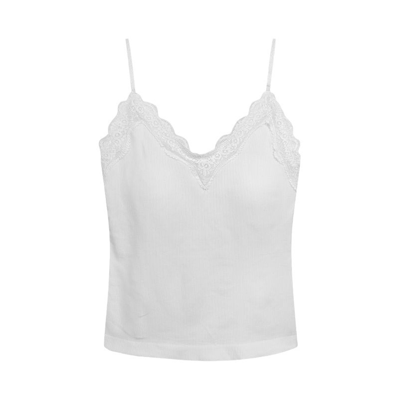 Lace camisole with chest pad French V-neck beauty back wrapped chest outer wear adjustable slim bottoming top for women