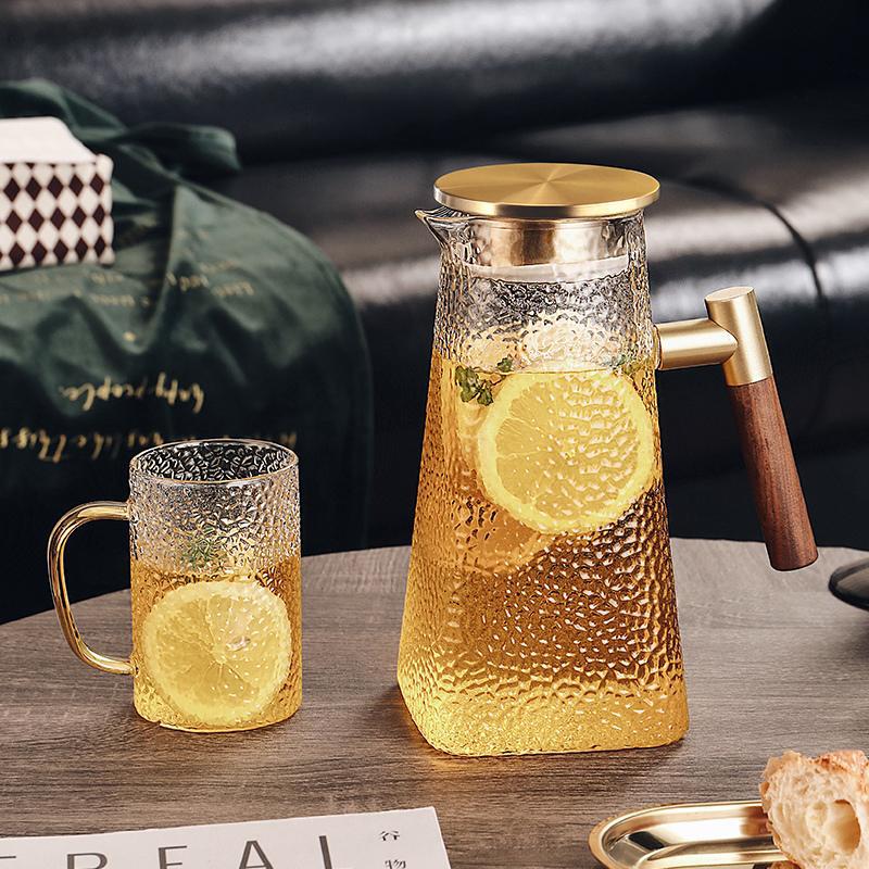 Cold water bottle glass high temperature resistant high color value water container cold water cup large capacity fruit teapot water bottle refrigerator household