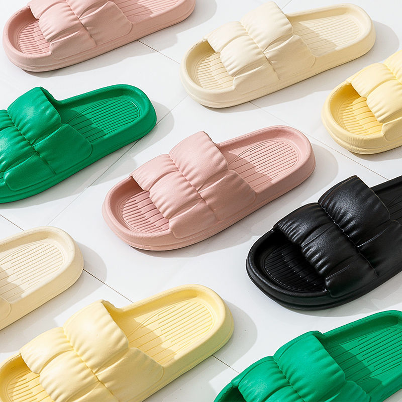 Slip-on Slippers Women's Summer Wear Thick-soled Soft-soled Slippers Men's Internet-famous Household Household Non-slip Couples in Bathroom