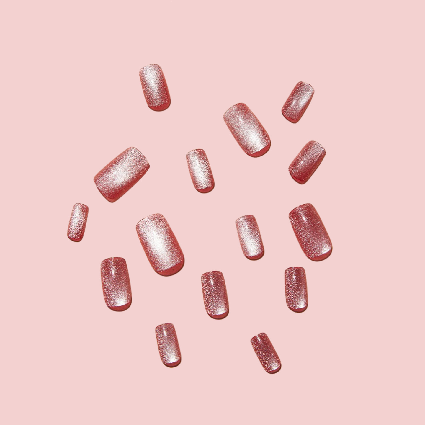 Cross-border flashing starry sky pink cat eye wear nail beauty piece foreign trade detachable fake nails false nails