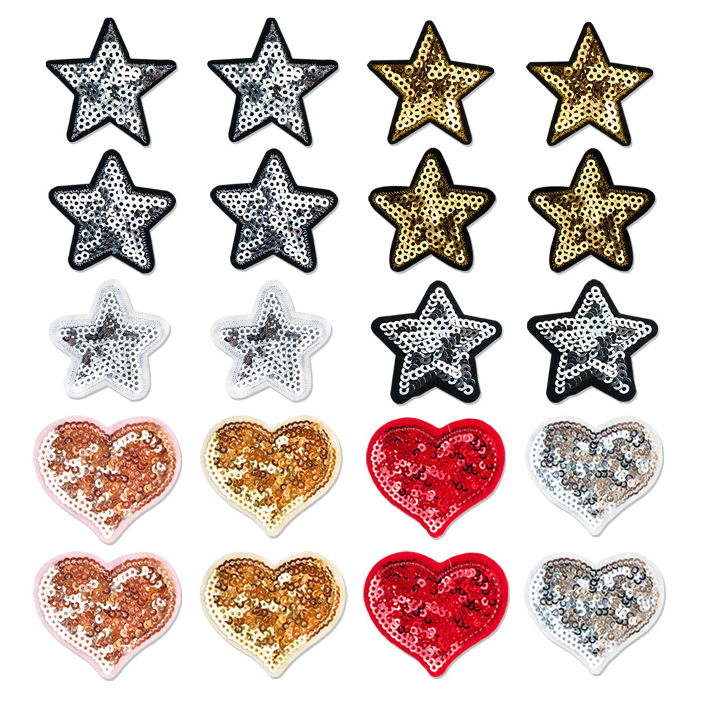 Guanze Embroidery Love Small Five-pointed Star Sequin Embroidery Set Cloth Stickers Patch Patch Bag Shoes and Hats Decorative Patch