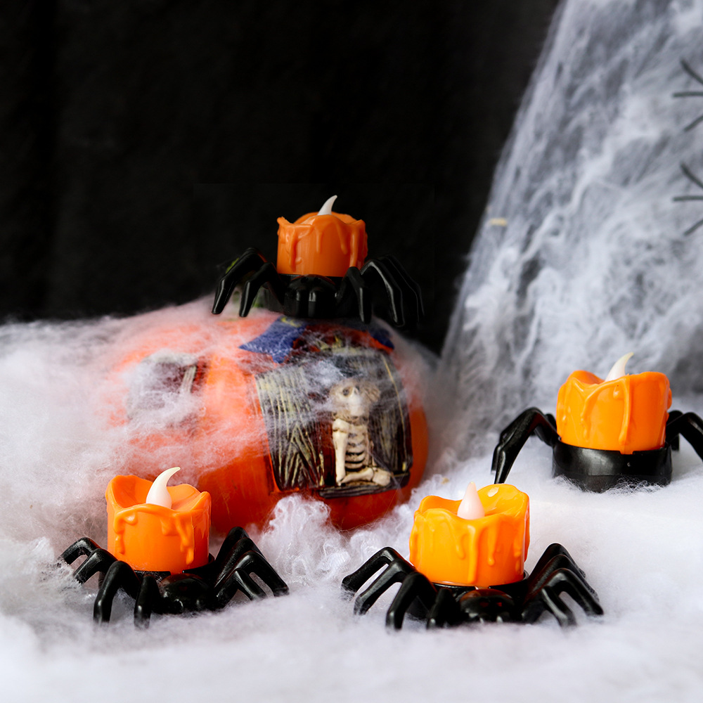 Halloween Decoration Pumpkin Lamp Ornaments LED Electronic Candle Lamp Party Supplies Layout Props Spider Nightlight