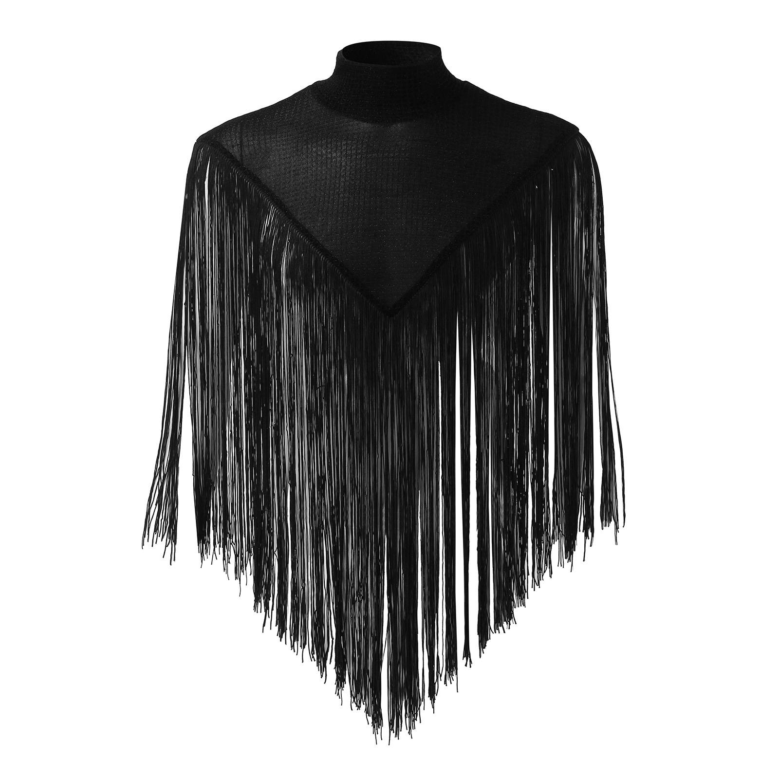 2024 New Stitching Sleeveless Cloak Sexy Foreign Trade Fashion European and American Men's Street Clothing High Collar Tassel Vest