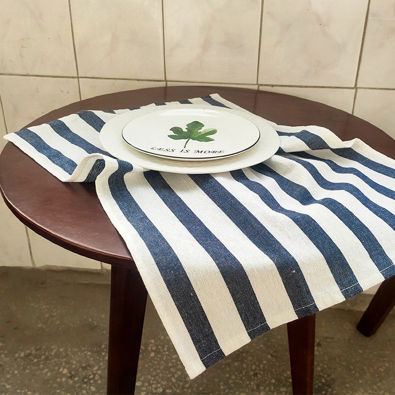 Tea Towel Mediterranean Blue Fabric Kitchen Towel Striped Tea Towel Cotton Napkin Gourmet Background Cloth Tablecloth