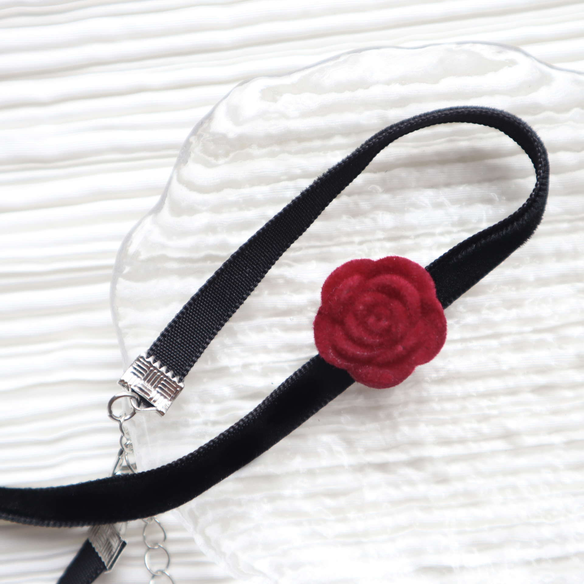 Atmosphere ~ wine red rose choker necklace niche design sense advanced necklace 2023 new popular accessories