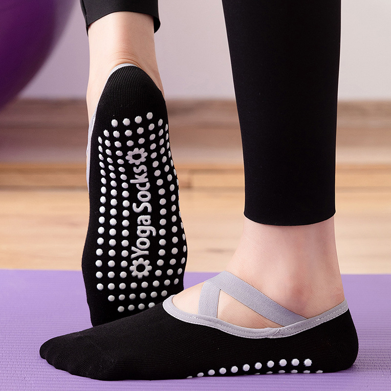 [Domestic Hot Selling] Cross Strap Backless Yoga Socks Women Non-slip Professional Pilates Dance Fitness Sports Socks